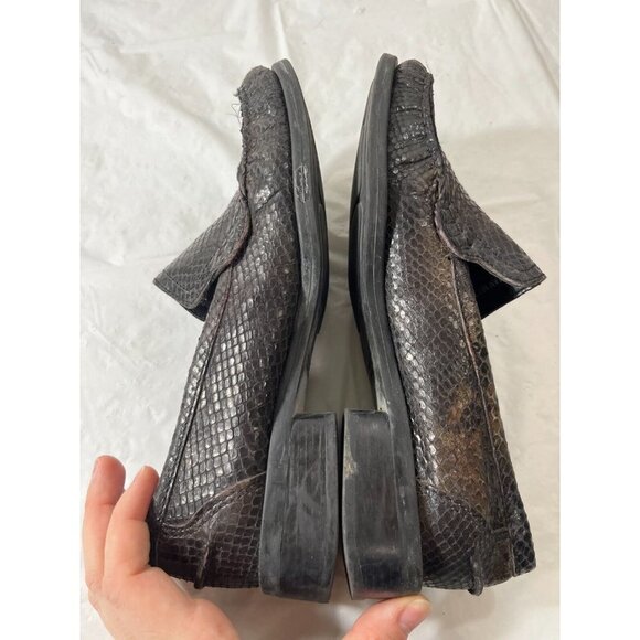 Apostrophe Ratler Leather Loafers 8 M snake print brown black - Picture 13 of 16